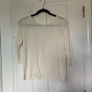 J. Crew Tie-Back Tee Shirt Cream Colored Three Quarter Length Sleeves Sz XS